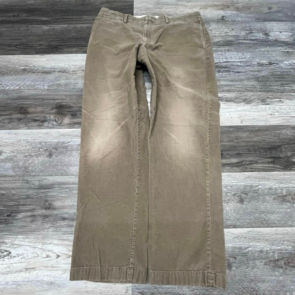 LL Bean Tan Mens 38x33 Straight Classic Fit Cotton Corduroy Pants‎ Trousers